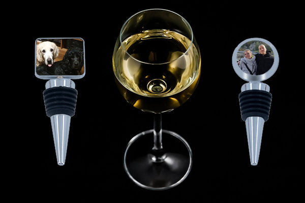 Weinflaschenverschluss mit deinem Bild "Viereck"