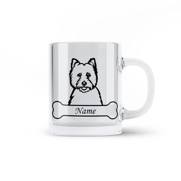 Glastasse Hund West Highland White Terrier Inkl. Namen