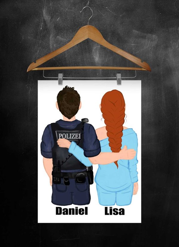 Poster Polizei personalisiert Namen Haarfarbe